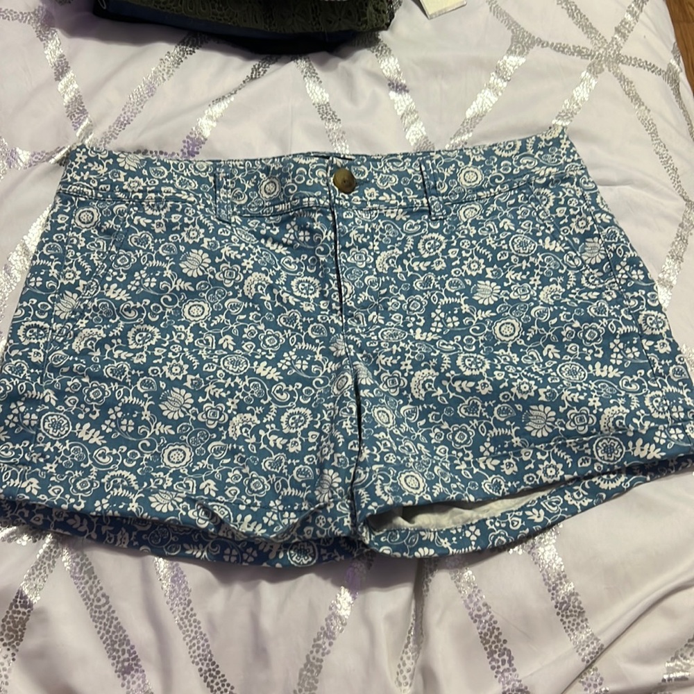 American Eagle Patterned Blue Shorts - Size 10